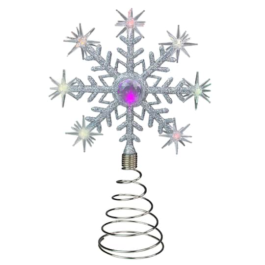 11" LED Lighted Coloring Changing Twinkling Snowflake Christmas Tree Topper